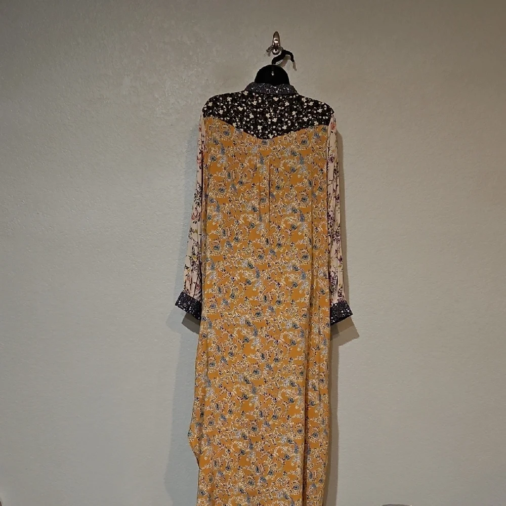 NATURAL LIFE | Women's Esme Multicolor Floral Boho Maxi Shirt Dress Duster L - Picture 4 of 12